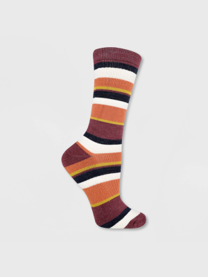 Alaska Knits Women's Wool Blend Striped Crew Boot Socks 4-10