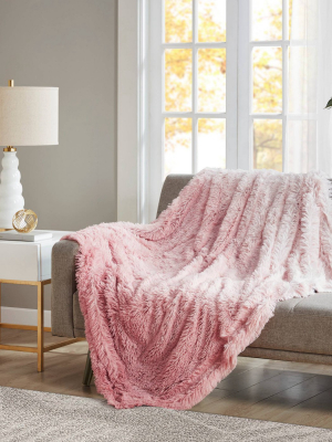 50"x60" Cleo Ombre Print Shaggy Faux Fur Throw Blanket - Cosmoliving