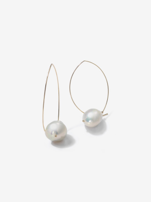 Sea Of Beauty Collection.  Marquis With Baroque White Pearl Earrings  E4a2