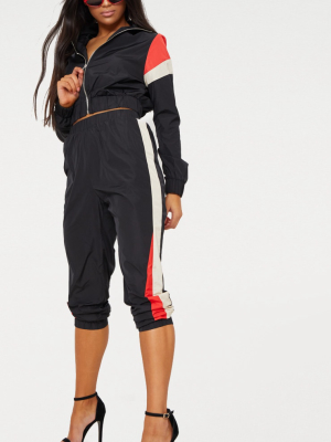 Black Stripe Shell Tracksuit Jogger