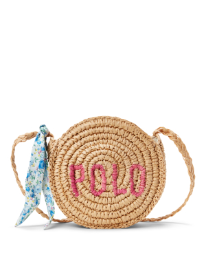 Logo Raffia Crossbody Bag