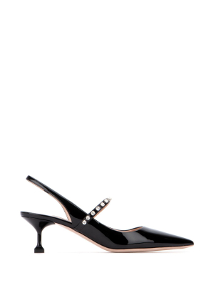 Miu Miu Crystal Embellished Slingback Pumps