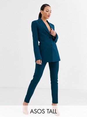 Asos Design Tall Pop Slim Suit Pants In Teal