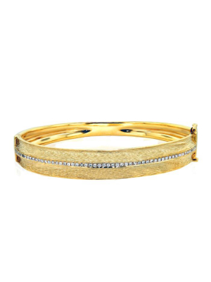 Effy D'oro 14k Yellow Textured Gold Diamond Bangle, 0.56 Tcw