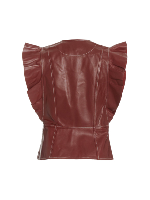 Flutter-sleeve Leather Vest