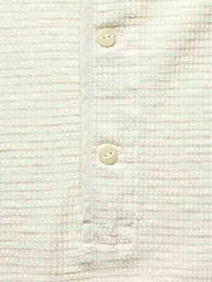 Waffle-knit Henley - Paper White