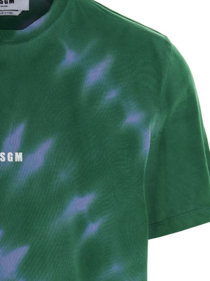 Msgm Logo Printed Tie-dye T-shirt