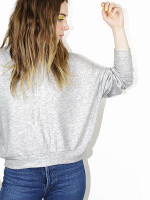 Brushed Jersey Cropped Sweatshirt – Heather Grey