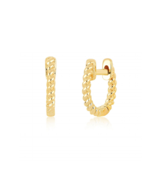 Ef Collection Gold Twist Mini Huggie Earring