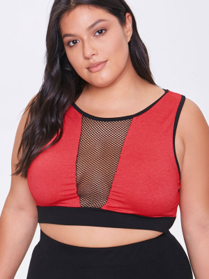 Plus Size Mesh-insert Sports Bra