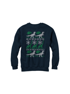 Men's Lost Gods Ugly Christmas Dinosaur Print Sweatshirt