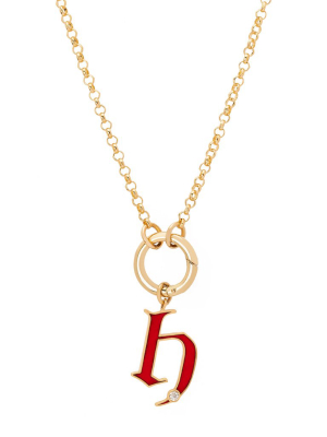 Letter H Charm - Red Enamel