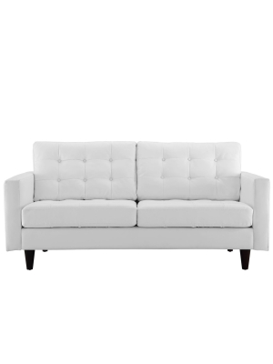 Empress Bonded Leather Loveseat White - Modway