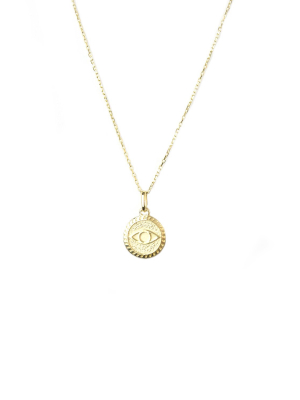 Sterling Evil Eye Disc Necklace