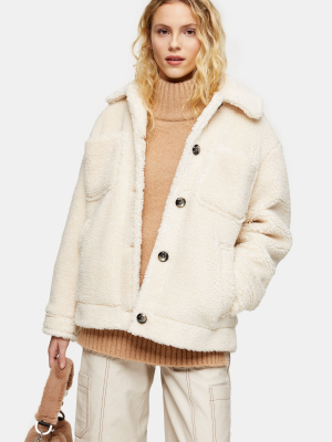 Petite Cream Borg Coat