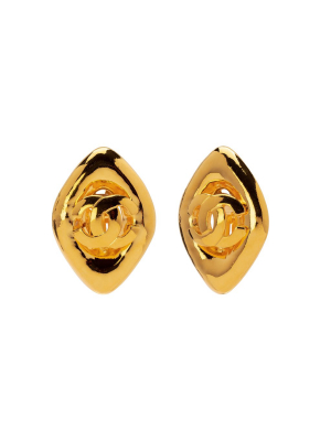 Chanel Diamond Shaped Logo Earrings