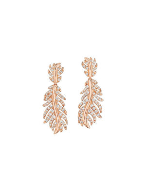 Phoenix Feather Diamond Earrings - Medium