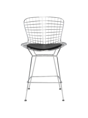 Wireback Black Naugahyde Counter Stool