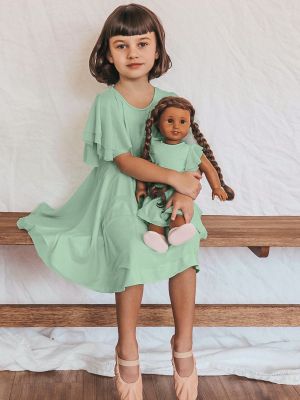 Matching Girl & Doll Turquoise Party Twirl Dress