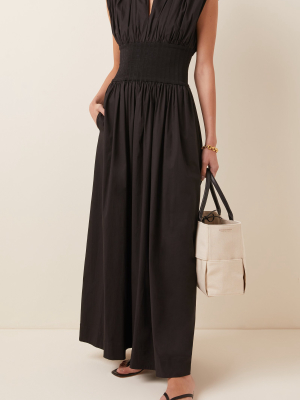 Smocked Cotton-poplin Maxi Dress