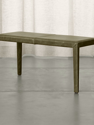 Folio Olive Green Top-grain Leather 40" Bench