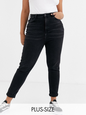 New Look Curve Mom Jean In Black