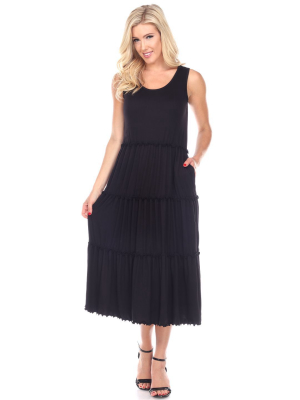 Scoop Neck Tiered Midi Dress