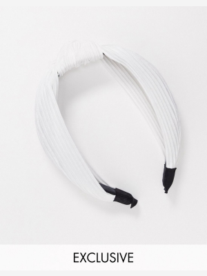 My Accessories London Exclusive Knotted Headband In White