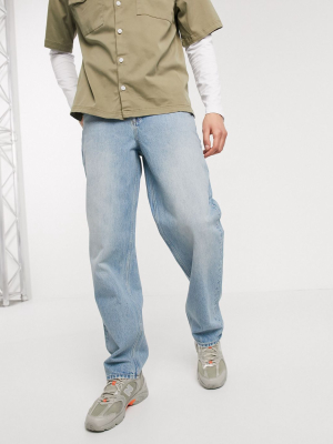 Asos Design Baggy Jeans In Light Wash Blue