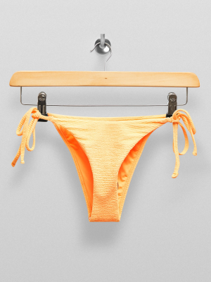 Orange Crinkle High Tie Bikini Bottoms