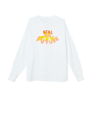 The Haas Brothers Heal The Future Long Sleeve Unisex T-shirt In White