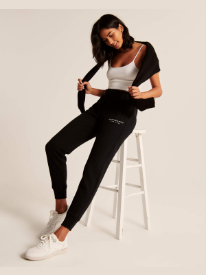 Embroidered Logo Ruffle Waist Joggers