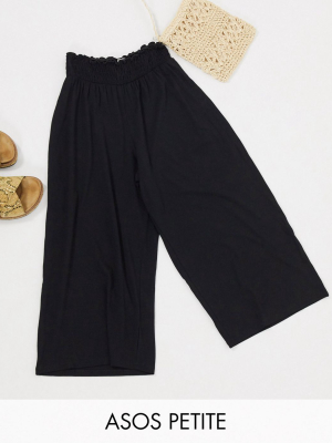 Asos Design Petite Culotte Pants With Shirred Waist