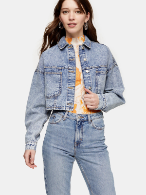 Acid Wash Cropped Denim Jacket