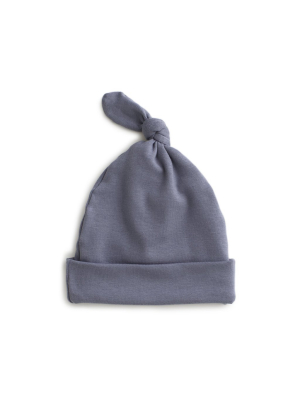 Knotted Baby Hat - Solid Slate Blue