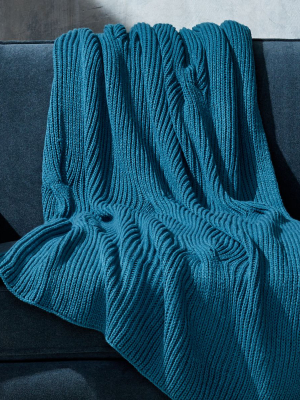 Teal Cable Knit Throw
