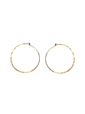 14k Medium Thin Hammered Hoops