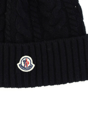 Moncler Logo Patch Pompom Beanie