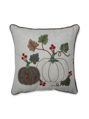 Sweater Knit Harvest Pumpkins Throw Pillow Green/beige - Pillow Perfect