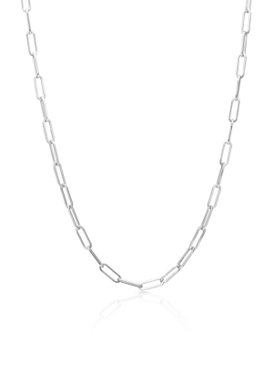 14kt Solid White Gold Paper Clip Necklace