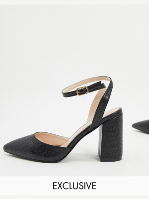 Raid Exclusive Neima Block Heeled Shoes In Black Snake