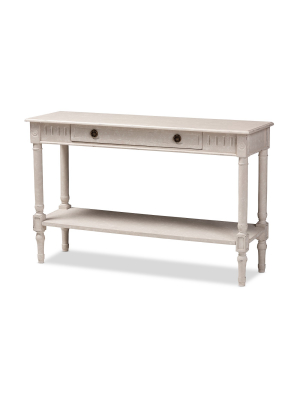 Ariella Whitewashed 1 Drawer Console Table White - Baxton Studio