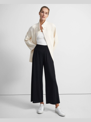 Ribbed Waist Pant In Silk Jersey