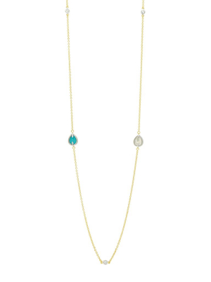 Fleur Bloom Empire Turquoise Station Necklace