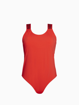 Ck Curve Logo Scoopneck One-piece Swimsuit