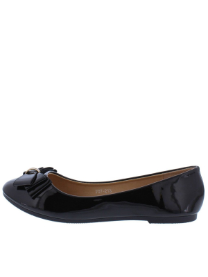 Aaliyah264 Black Slip On Ballet Flats With A Bow