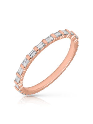 14kt Rose Gold Half Baguette Diamond Eternity Ring