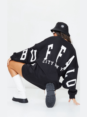 Black Buffalo New York Slogan Sweat Jumper Dress