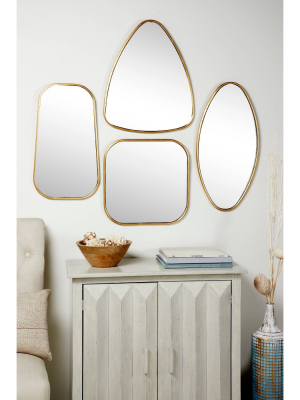 Set Of 4 Large Geometric Metallic Wall Mirrors Gold - Cosmoliving By Cosmopolitan