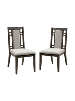 Set Of 2 Johnson Modern Padded Fabric Side Dining Chair Gray - Iohomes